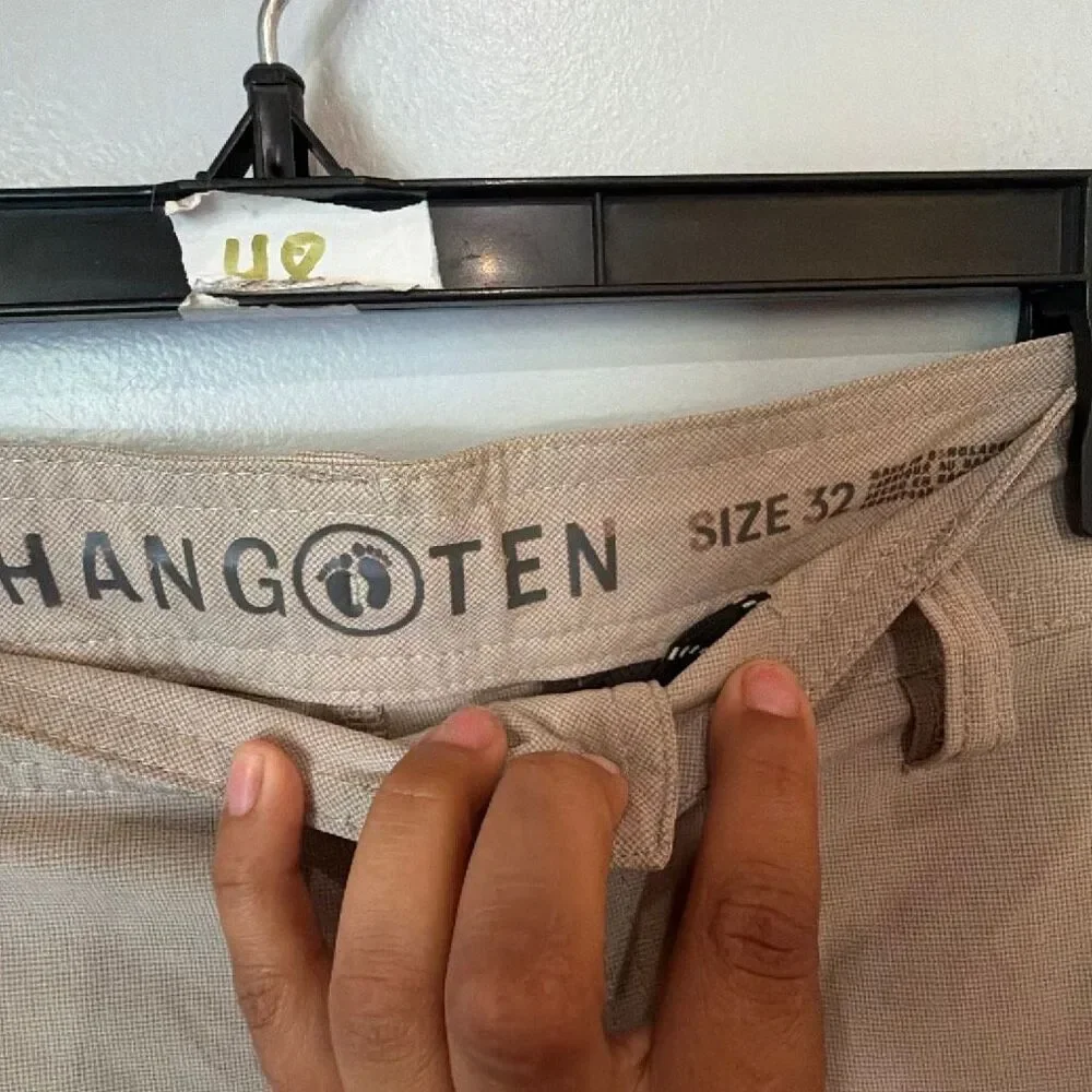 Hang Ten Men’s Size 32 Beige Hybrid Chino Board Shorts Zip Pocket #1100